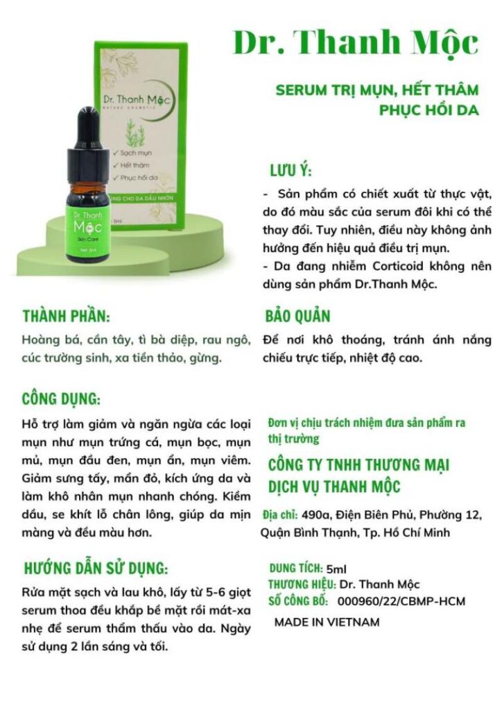 Công Dụng Chính Của Serum Dr Thanh Mộc